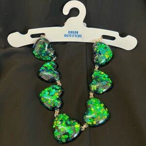 Urban Outfitters Green Heart Necklace